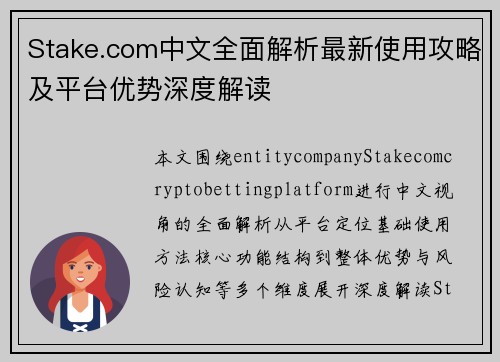 Stake.com中文全面解析最新使用攻略及平台优势深度解读